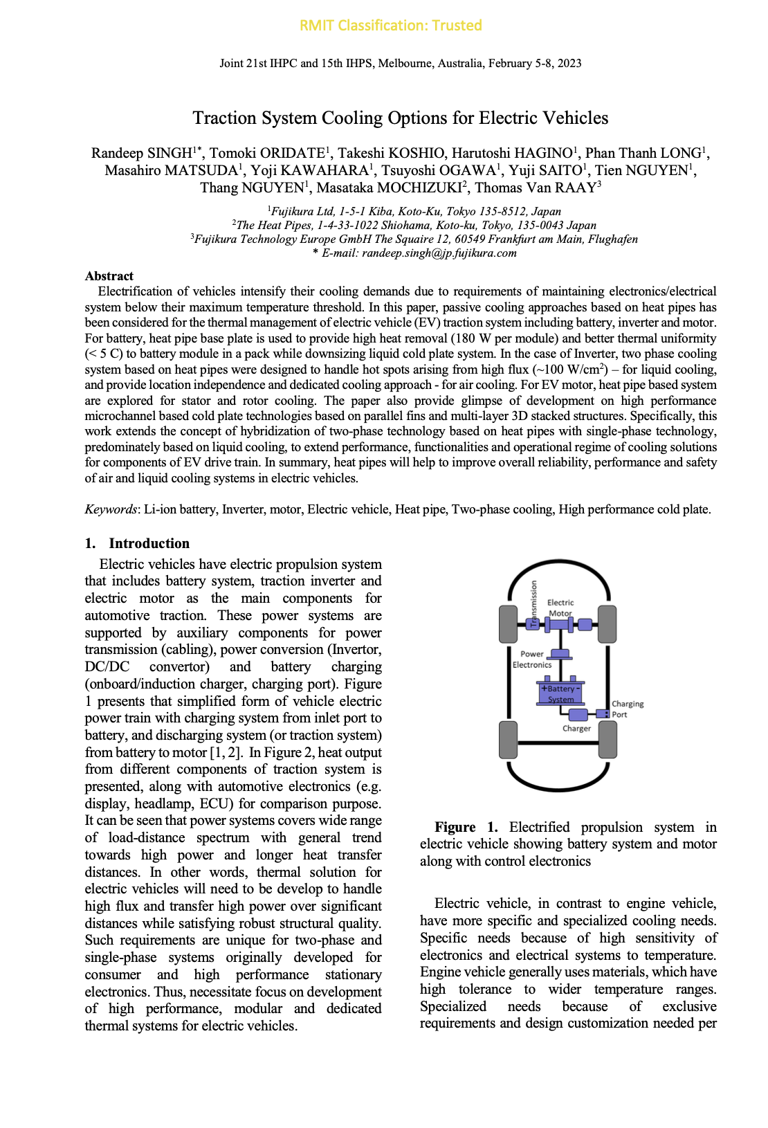 Presentation material at “Heat Pipe Australia”; Traction System Cooling Options for Electric Vehicles