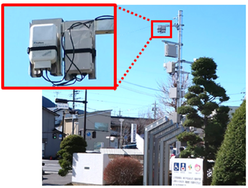 塩尻市自動運転走行支援実証実験での当社60GHzミリ波無線通信装置